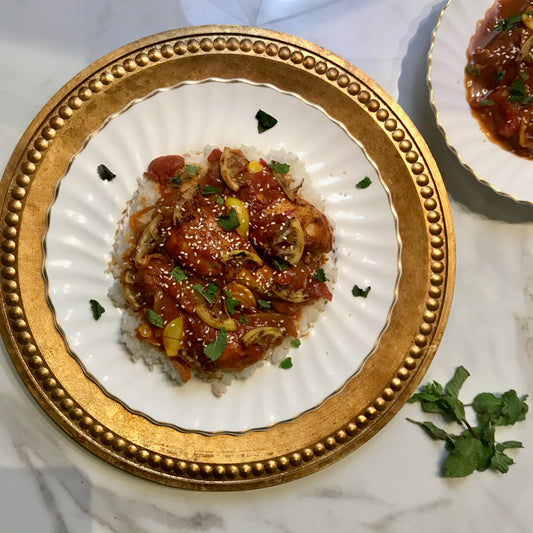 Chicken Thigh and Tomato Stew with Caramelized Lemon