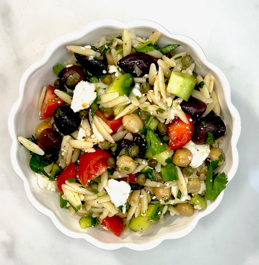 Greek Orzo Salad with Broth Masters Bone Broth