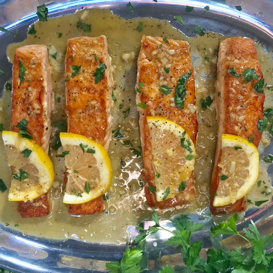 Pan Seared Lemon Garlic Bone Broth Salmon