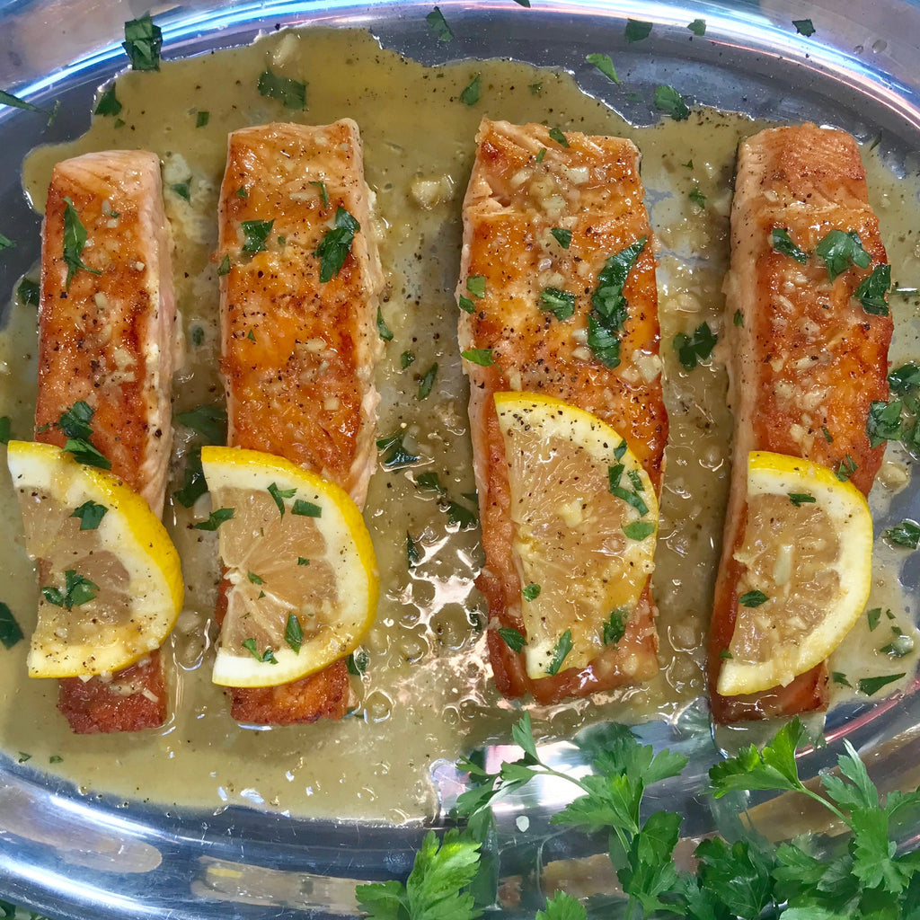 Pan Seared Lemon Garlic Bone Broth Salmon