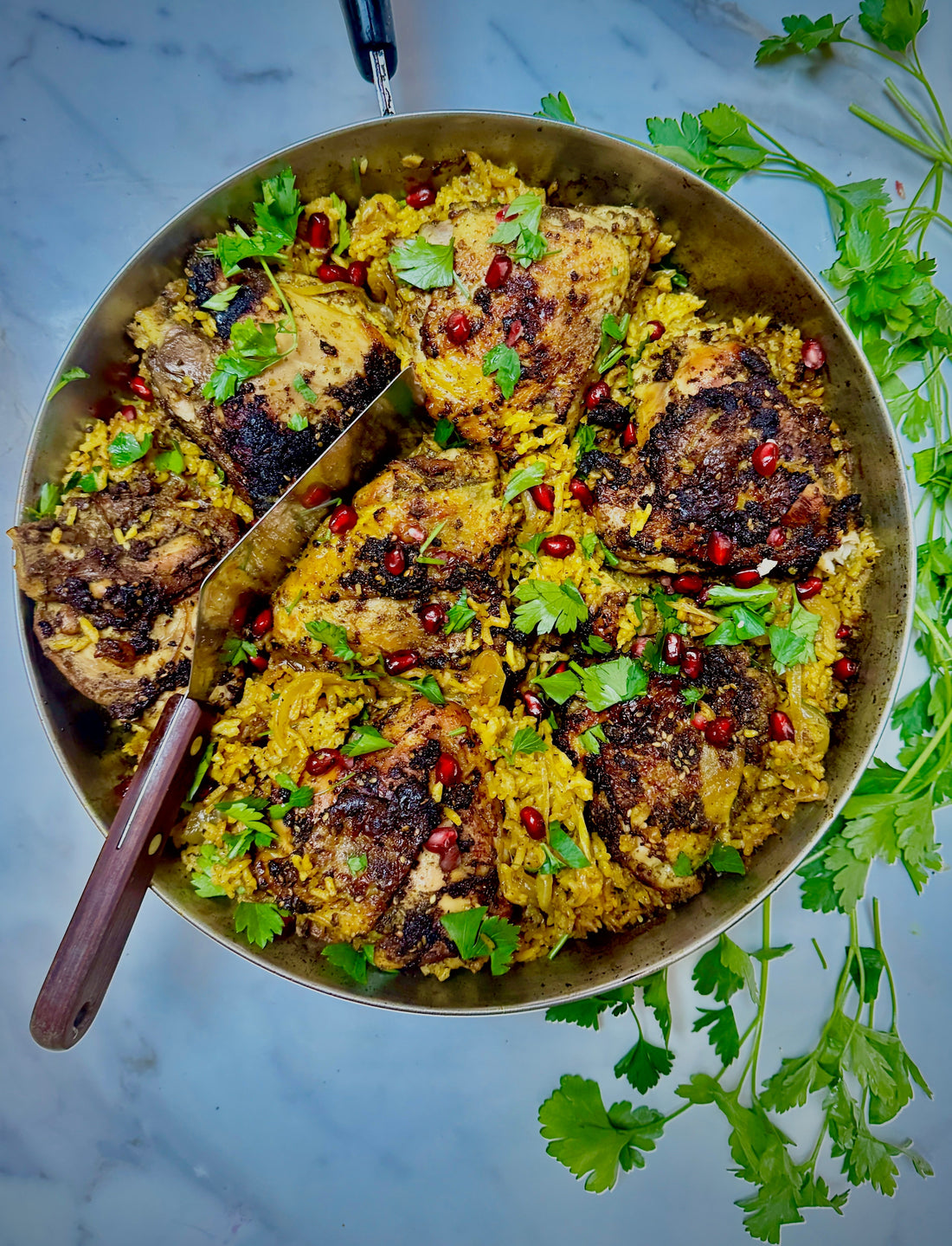 Crispy Za'atar Chicken and Basmati Rice with Silan Glaze