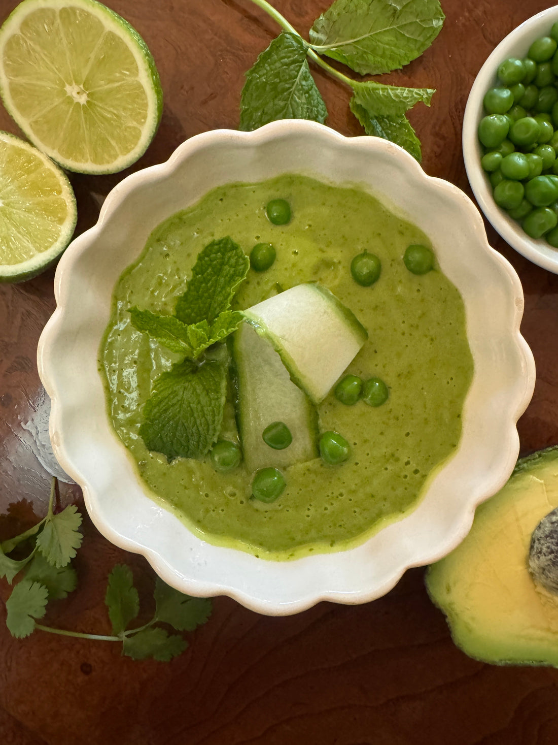 No-Cook Cold Refreshing Avocado Green Pea Soup