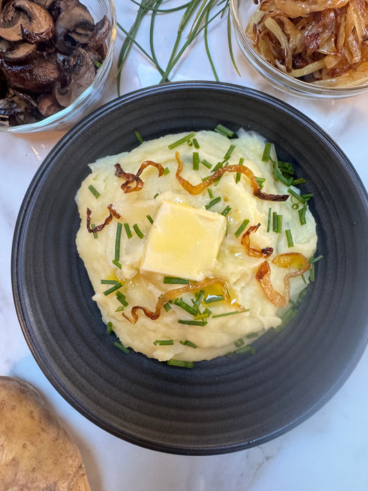 Broth Masters Mashed Potatoes with Butter-Garlic Roux, and Gourmet Toppings!