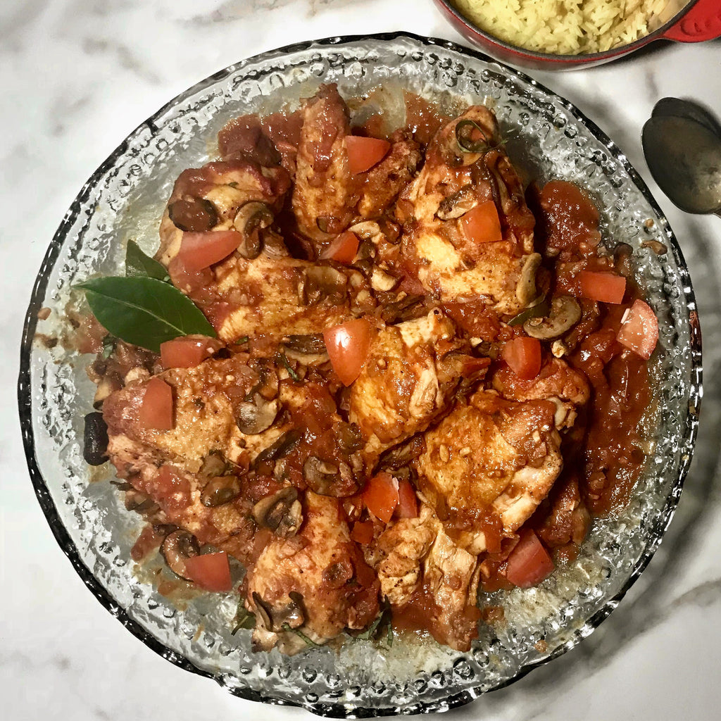 Chicken Marengo with Tomatoes and Garlic