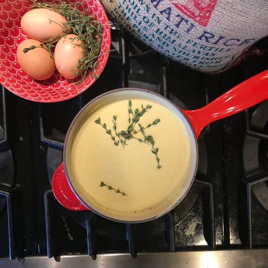 Bone Broth, Egg, Lemon, and Rice Soup (Avgolemono Soupa)